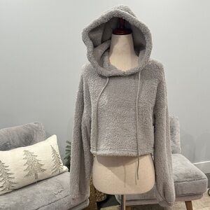 Papermoon Soft Gray Fleece Crop Hoodie